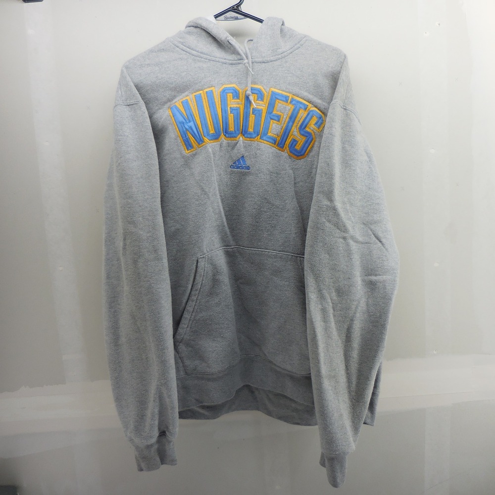 Adidas Denver Nuggets NBA Hoodie Mens Large Grey Heather Pullover 8881A